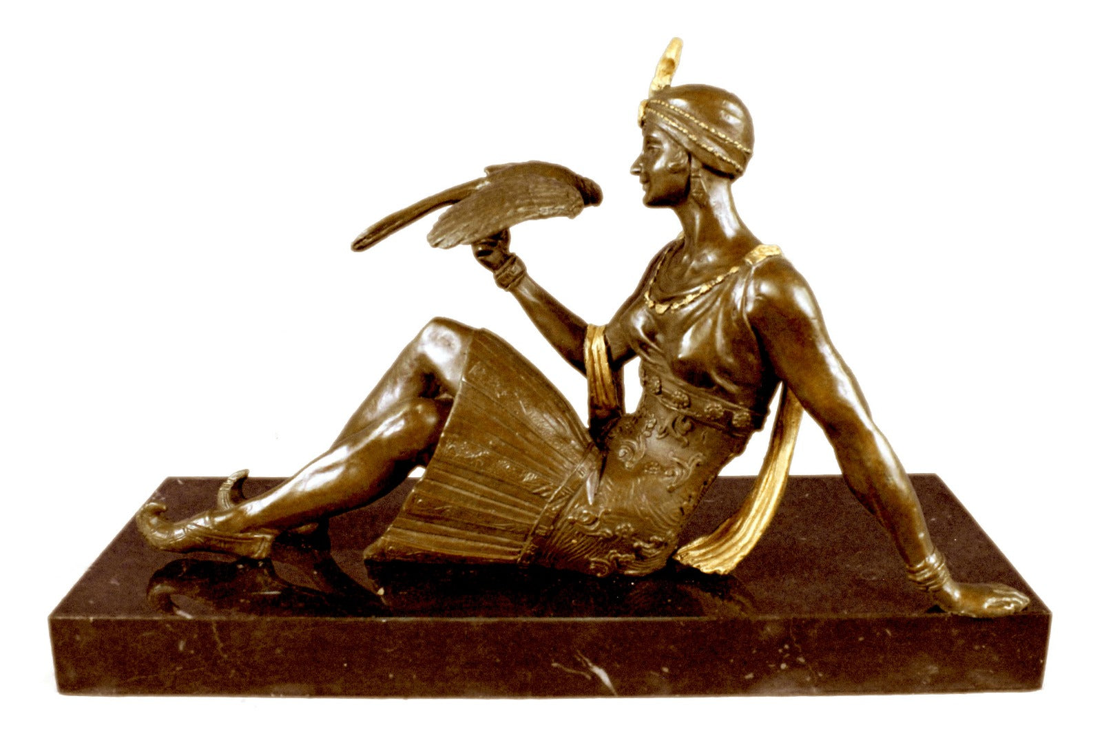 Girl Parrot Art Deco Signed Sculpture Attractive Figure Gift Bronze Statue Deal