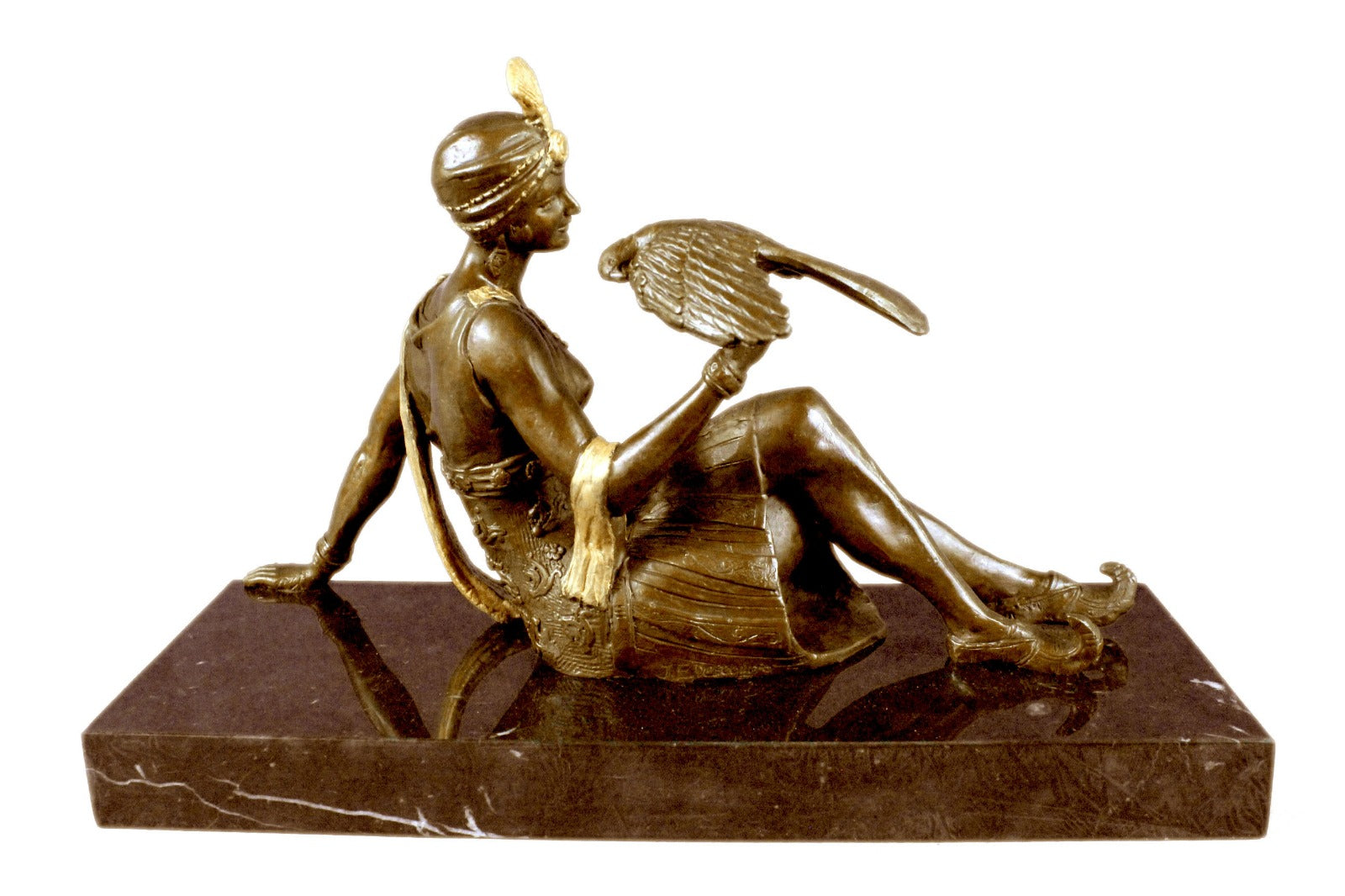 Girl Parrot Art Deco Signed Sculpture Attractive Figure Gift Bronze Statue Deal