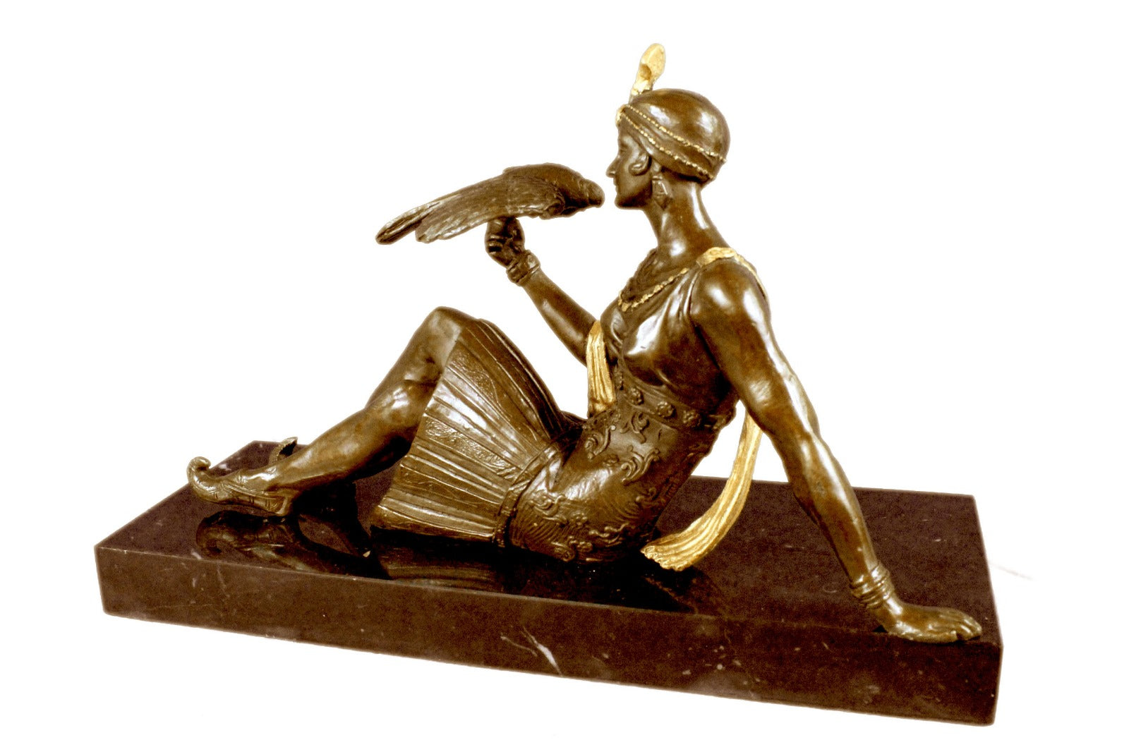 Girl Parrot Art Deco Signed Sculpture Attractive Figure Gift Bronze Statue Deal