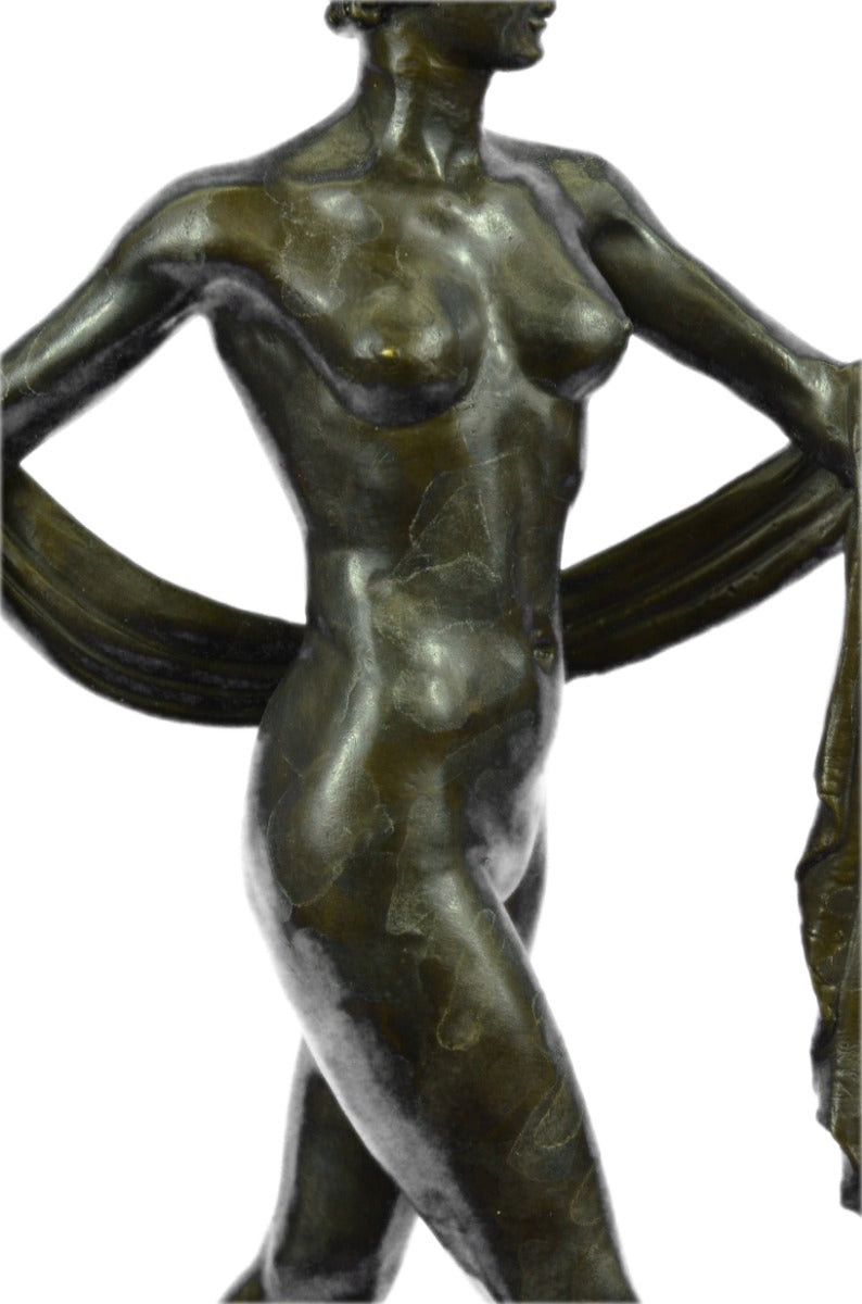 Handcrafted bronze sculpture SALE Style Deco Art Base Marble Dancer Nude Exotic