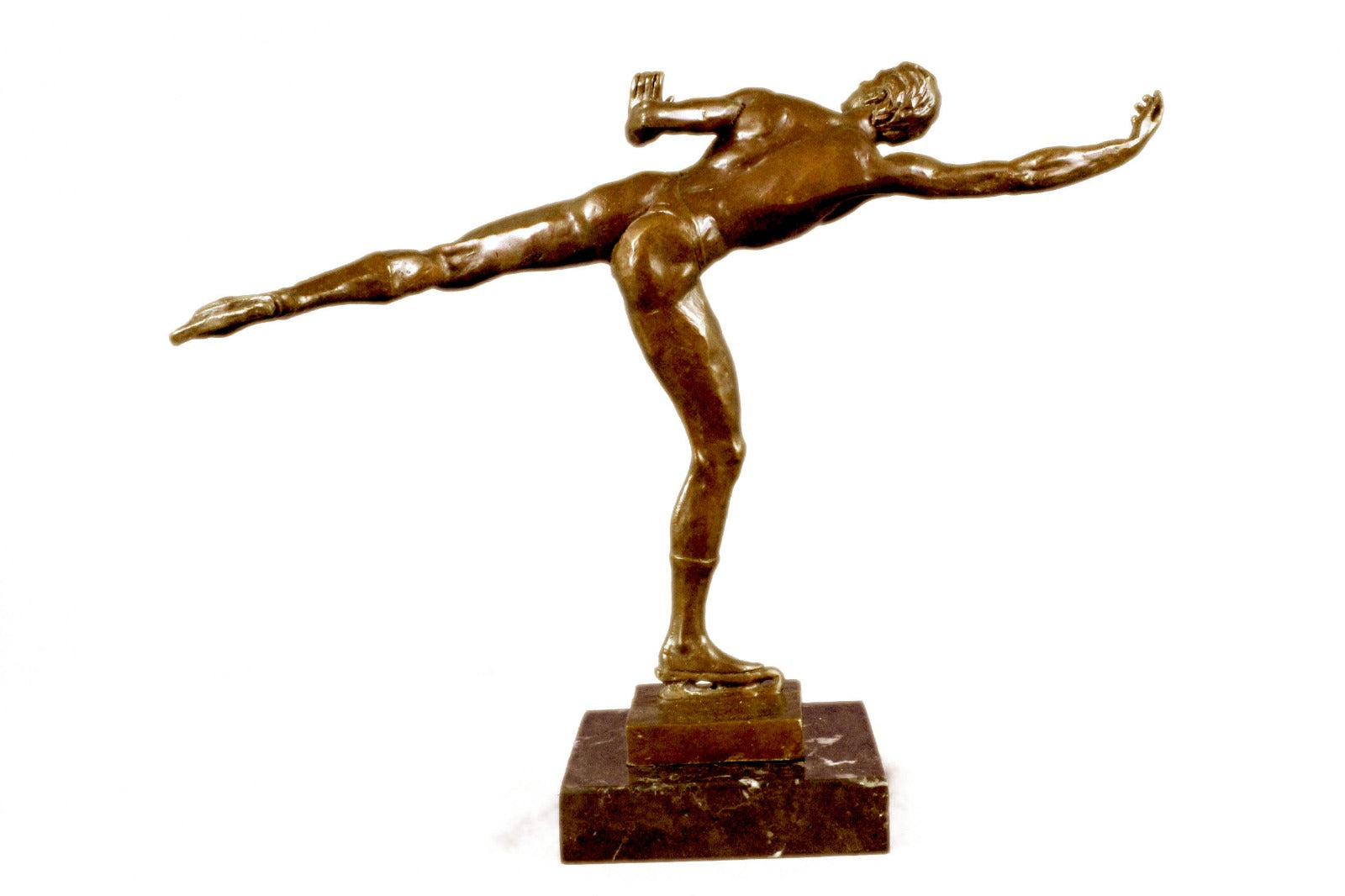 SIGNED ROBERT MCKENZIE ICE SKATING BRONZE SCULPTURE STATUE FIGURE FIGURINE DECO