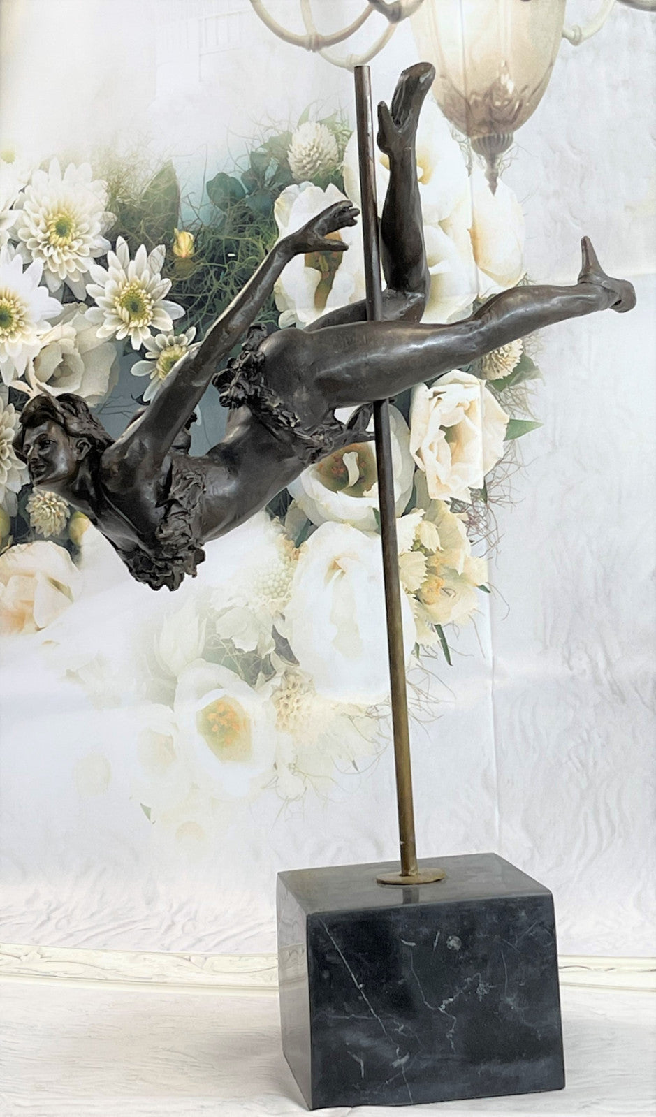 Rare Original Art Deco Sport Gymnast Bronze Sculpture Statue Marble Figurine