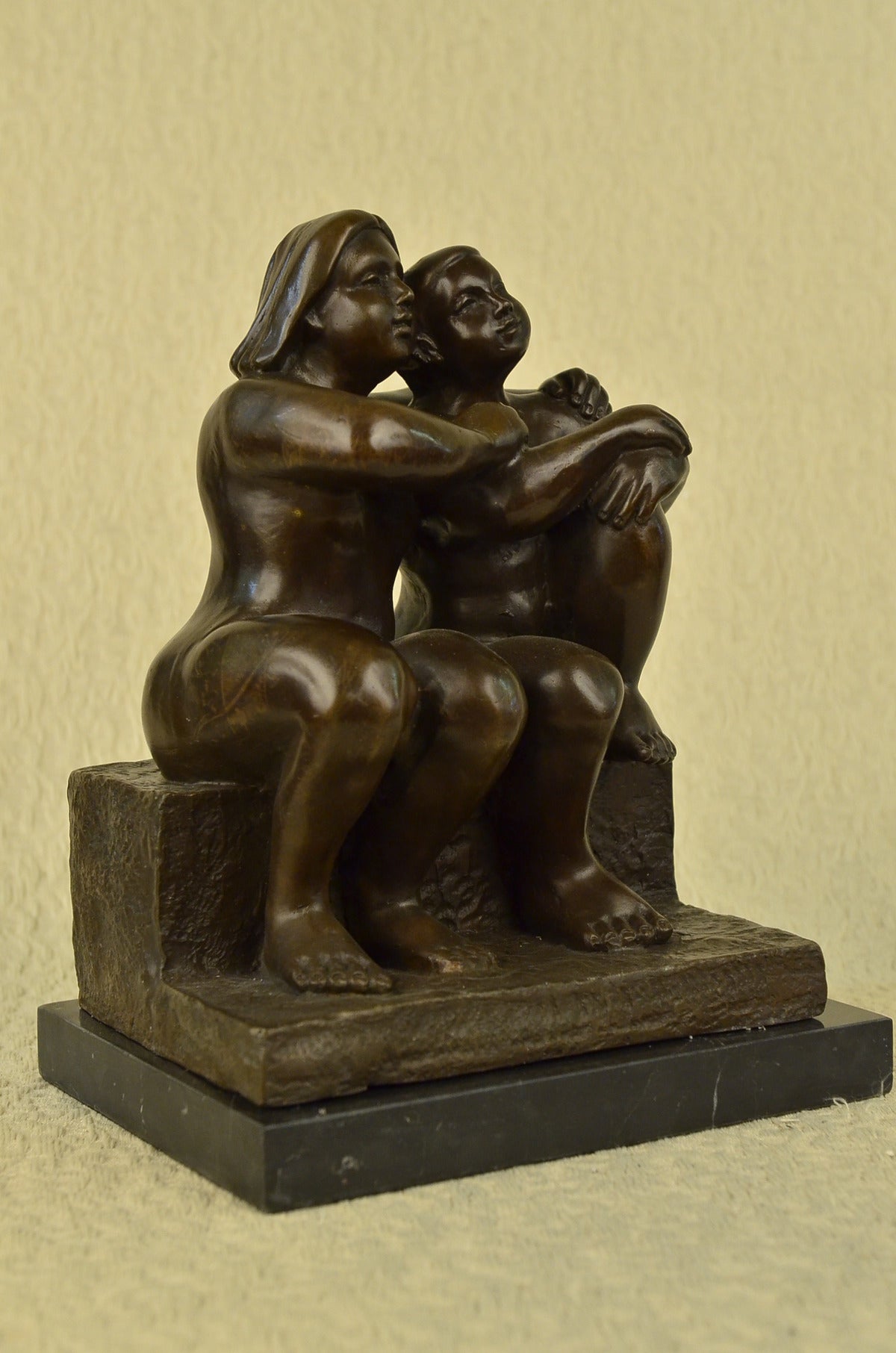 Handcrafted bronze sculpture SALE Modern Abstract Couple Lesbian Botero Signed