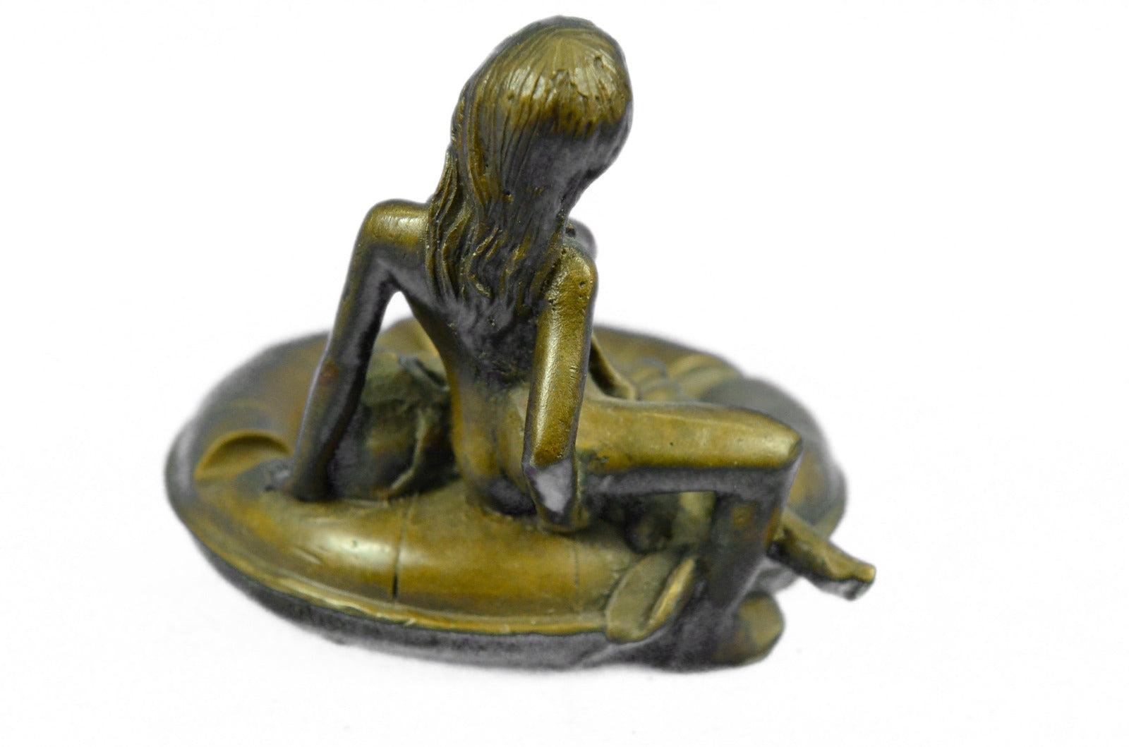 Handcrafted bronze sculpture SALE Hot Ashtray Girl Nude A At Lurking Skeleton