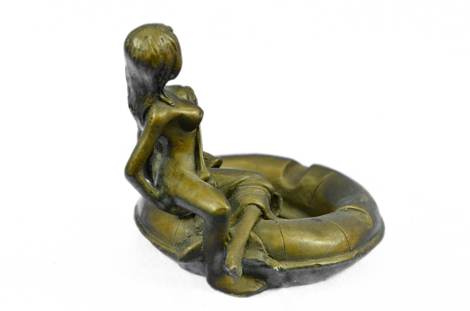 Handcrafted bronze sculpture SALE Hot Ashtray Girl Nude A At Lurking Skeleton