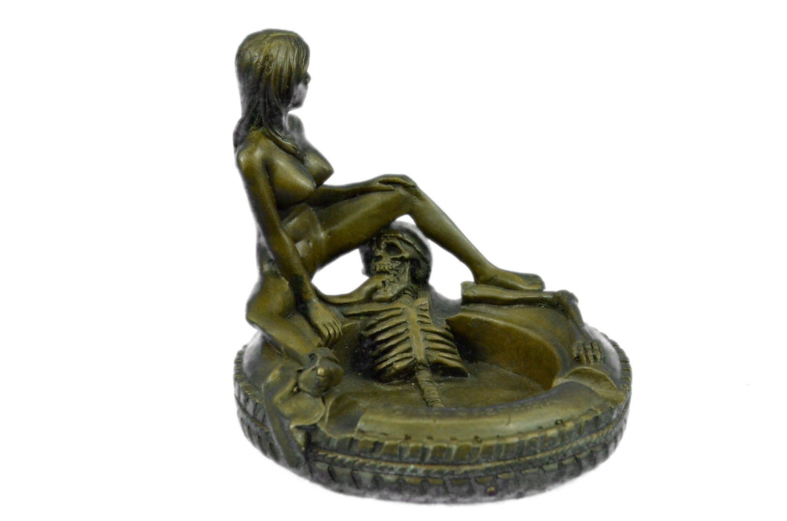 Skull Skeleton Young Nude Sexy Girl Office Home Décor Bronze Sculpture Art Deco