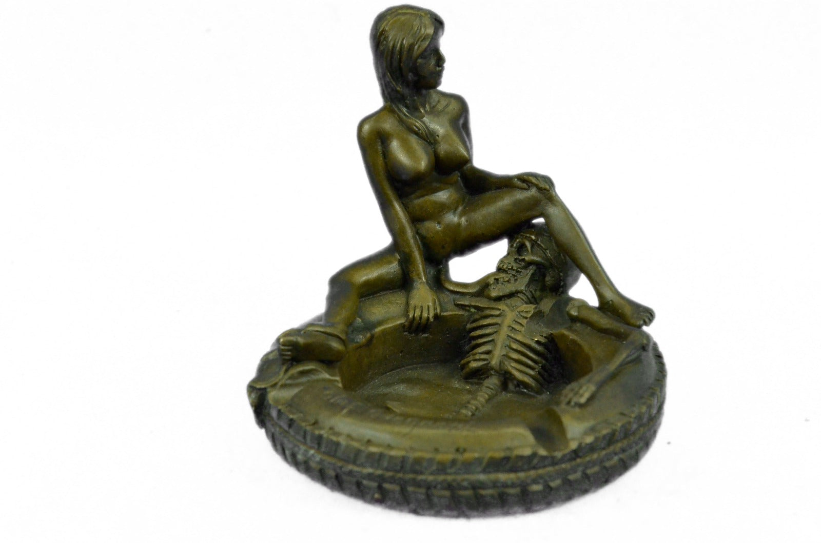 Skull Skeleton Young Nude Sexy Girl Office Home Décor Bronze Sculpture Art Deco