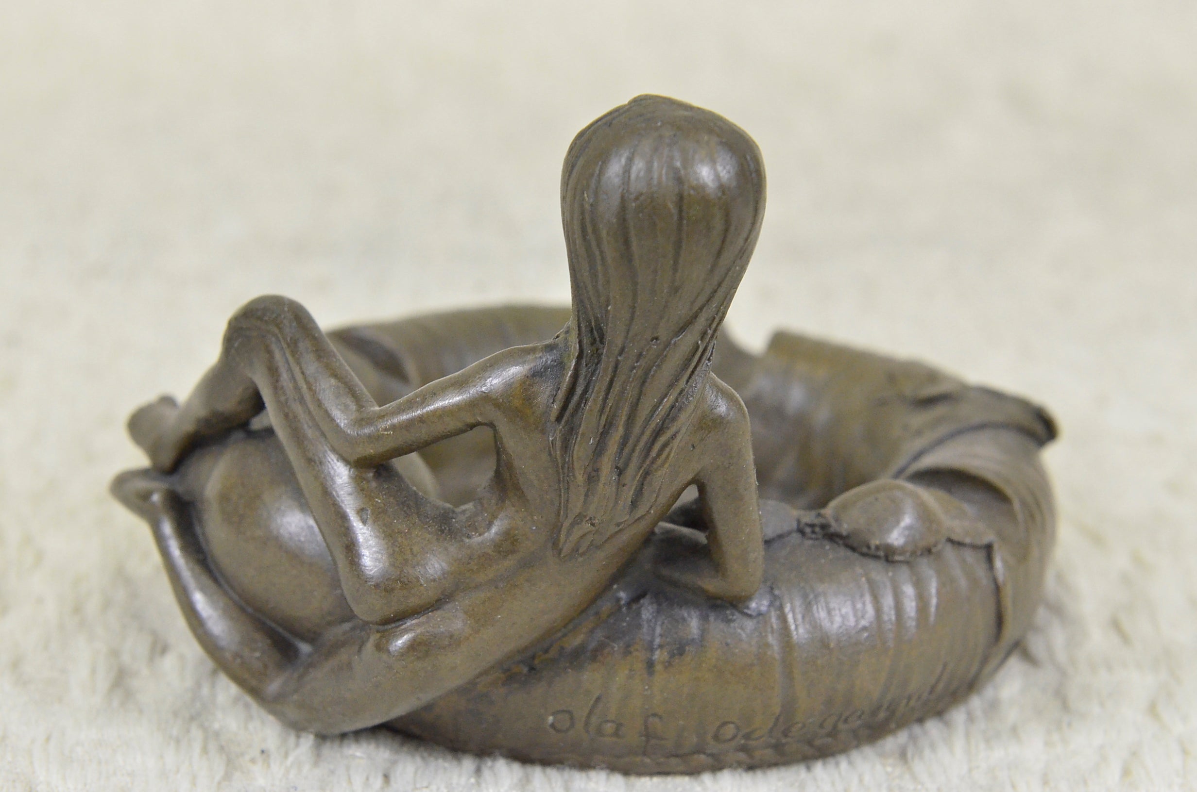 Nude Figural Naked Woman Ashtray Key Coin Holder Bronze Sculpture Figurine Gift