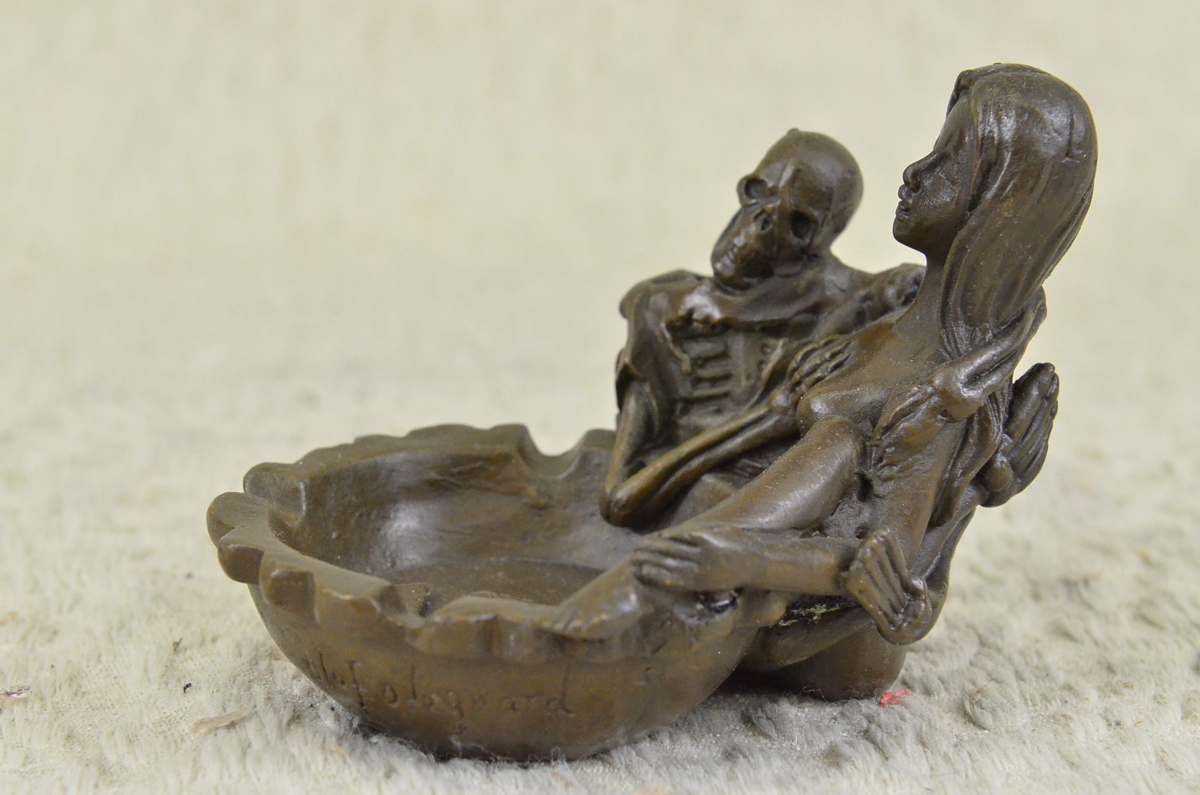 Art Decor Art Nouveau Austria Bronze Nude Lady Card Jewelry Trinket Tray Ashtray