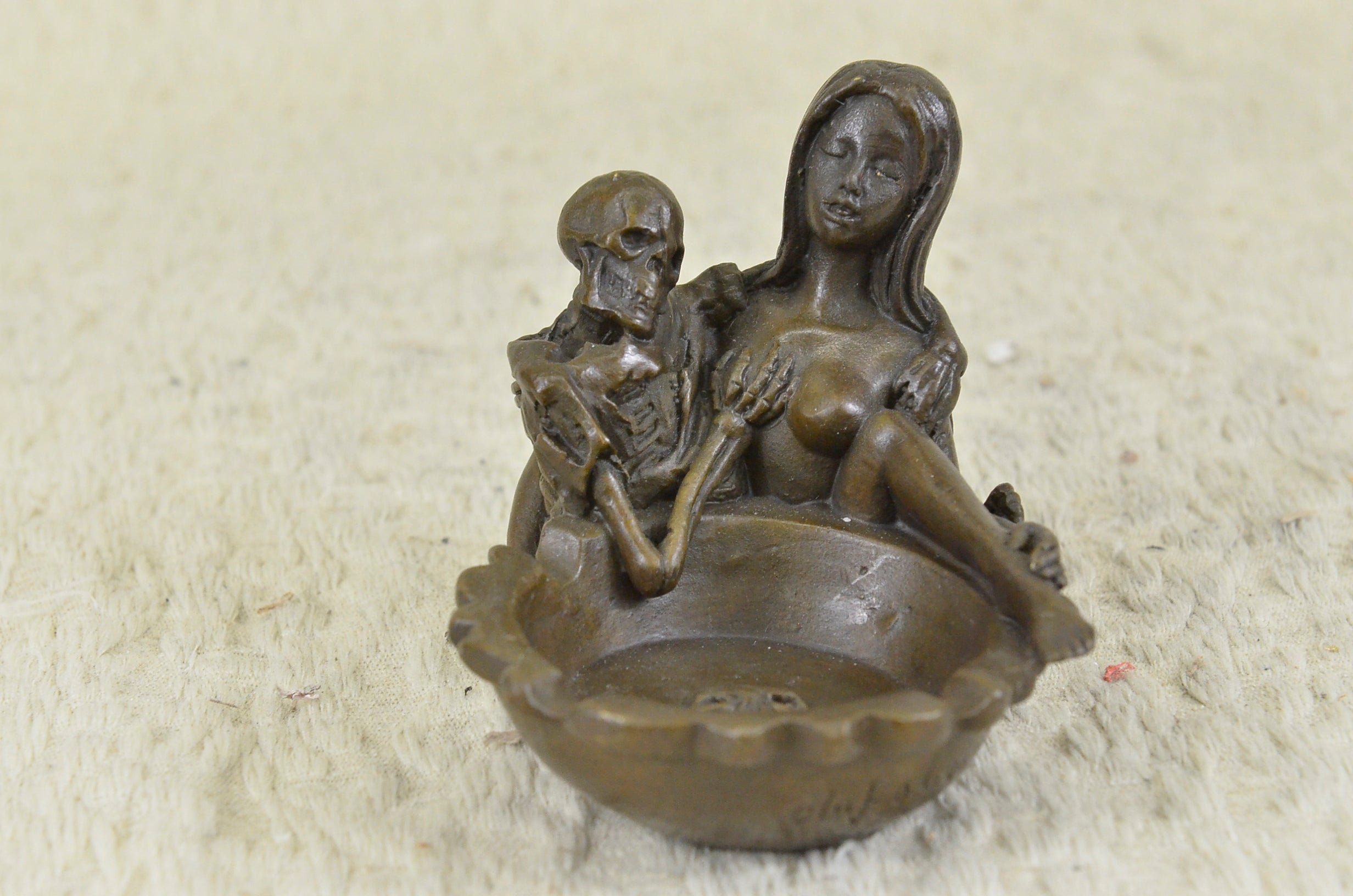 Art Decor Art Nouveau Austria Bronze Nude Lady Card Jewelry Trinket Tray Ashtray