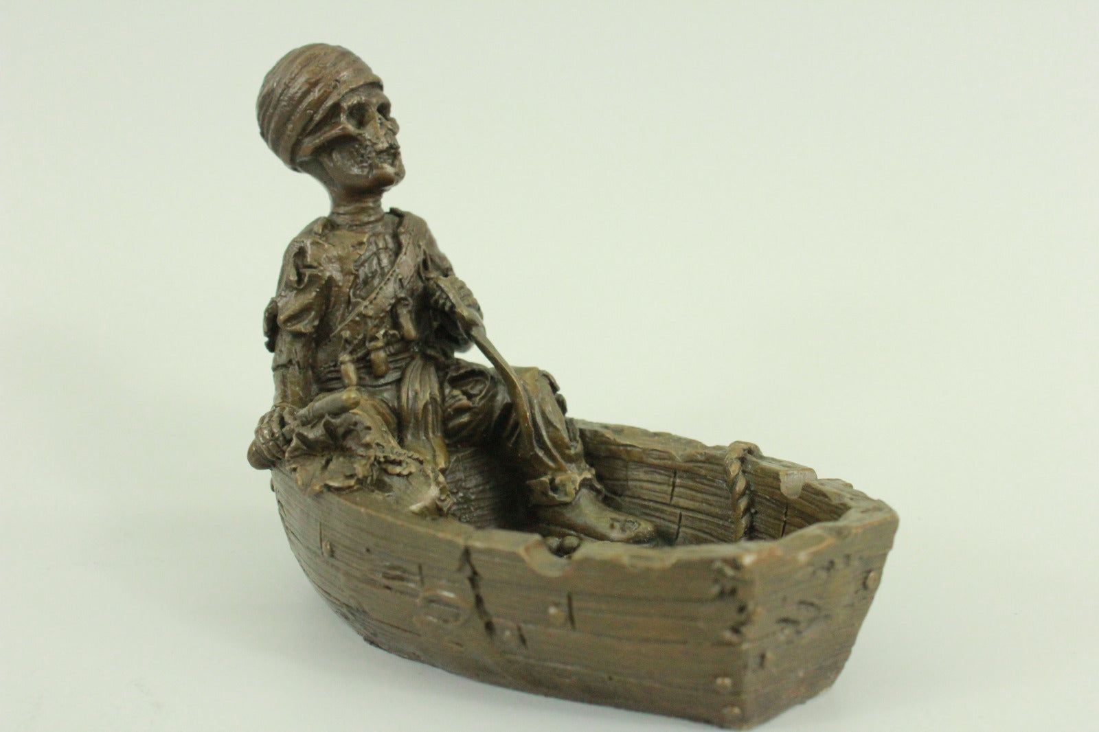 Handcrafted bronze sculpture SALE Ashtray Boat On Figural Skeletal Lady Nude