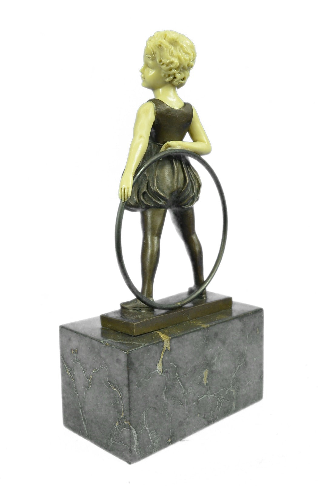 Art Deco Baby School Girl Playing Bronze Sculpture with Gift Figurine Decor