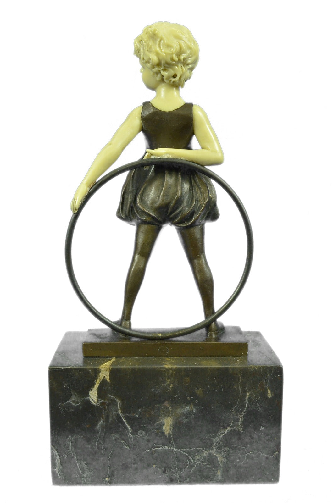 Art Deco Baby School Girl Playing Bronze Sculpture with Gift Figurine Decor