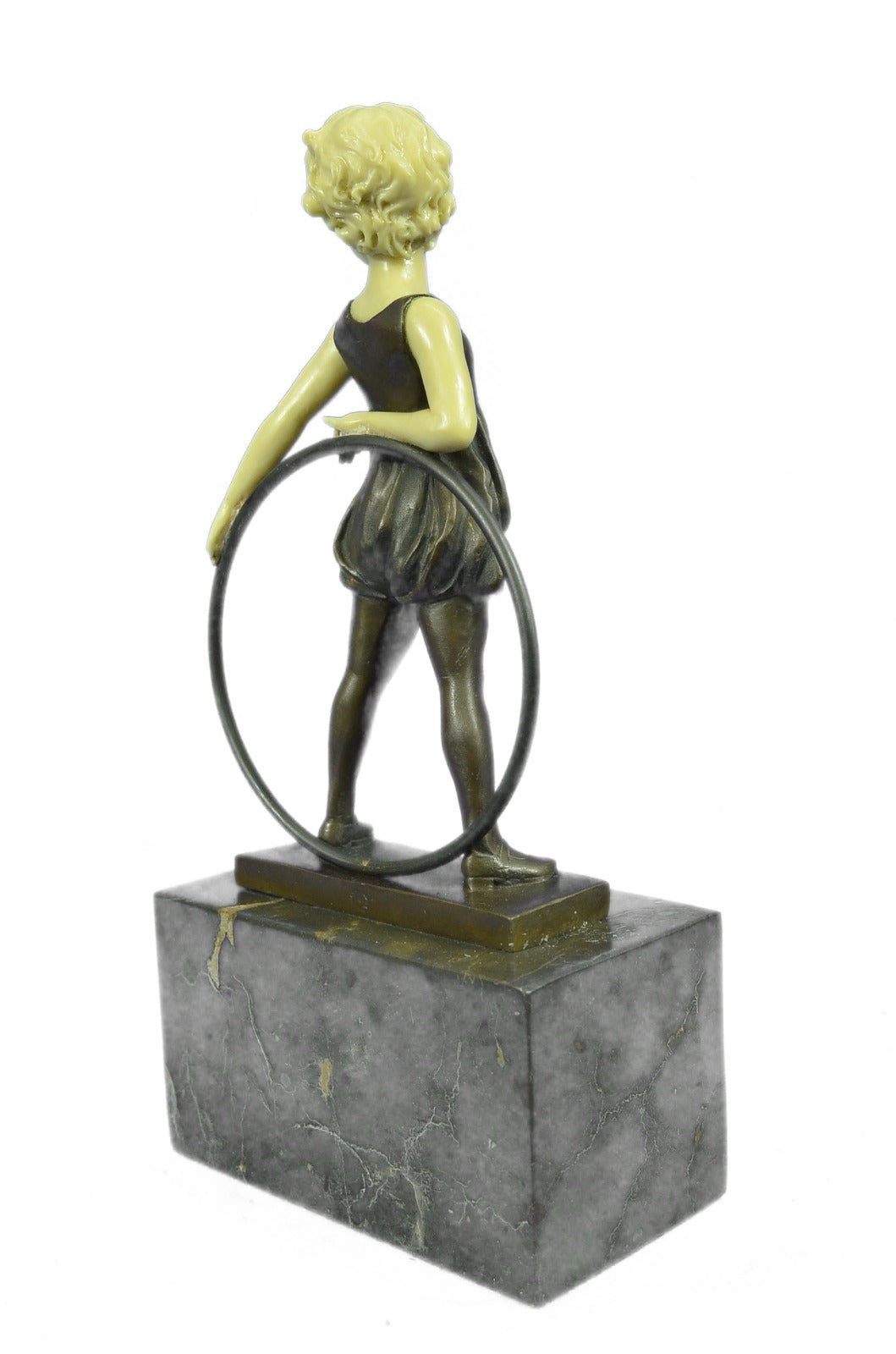 Art Deco Baby School Girl Playing Bronze Sculpture with Gift Figurine Decor