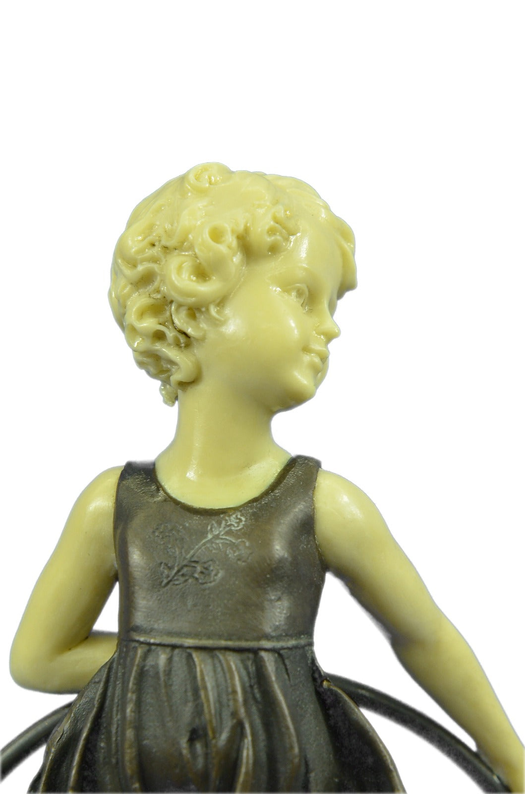 Art Deco Baby School Girl Playing Bronze Sculpture with Gift Figurine Decor