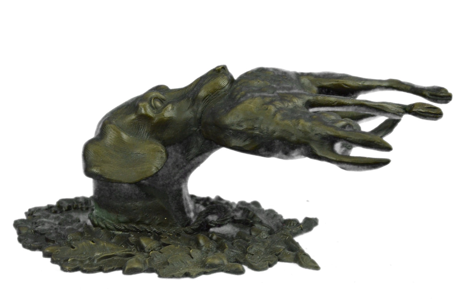 Bronze Sculpture Art Deco Cute Dog Hunting Rabbit Home Cabin Office Decor Figure