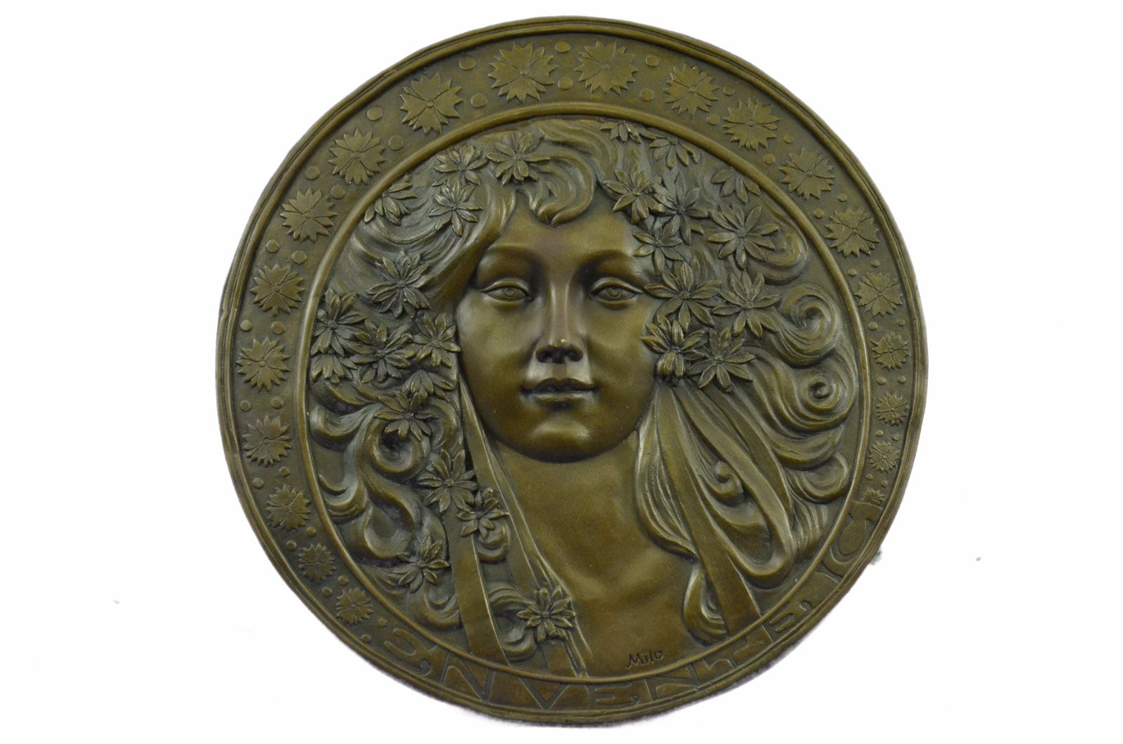 Original Bas Relief By Miguel Lopez Deco Bronze Sculpture Hot Cast Figure Sale