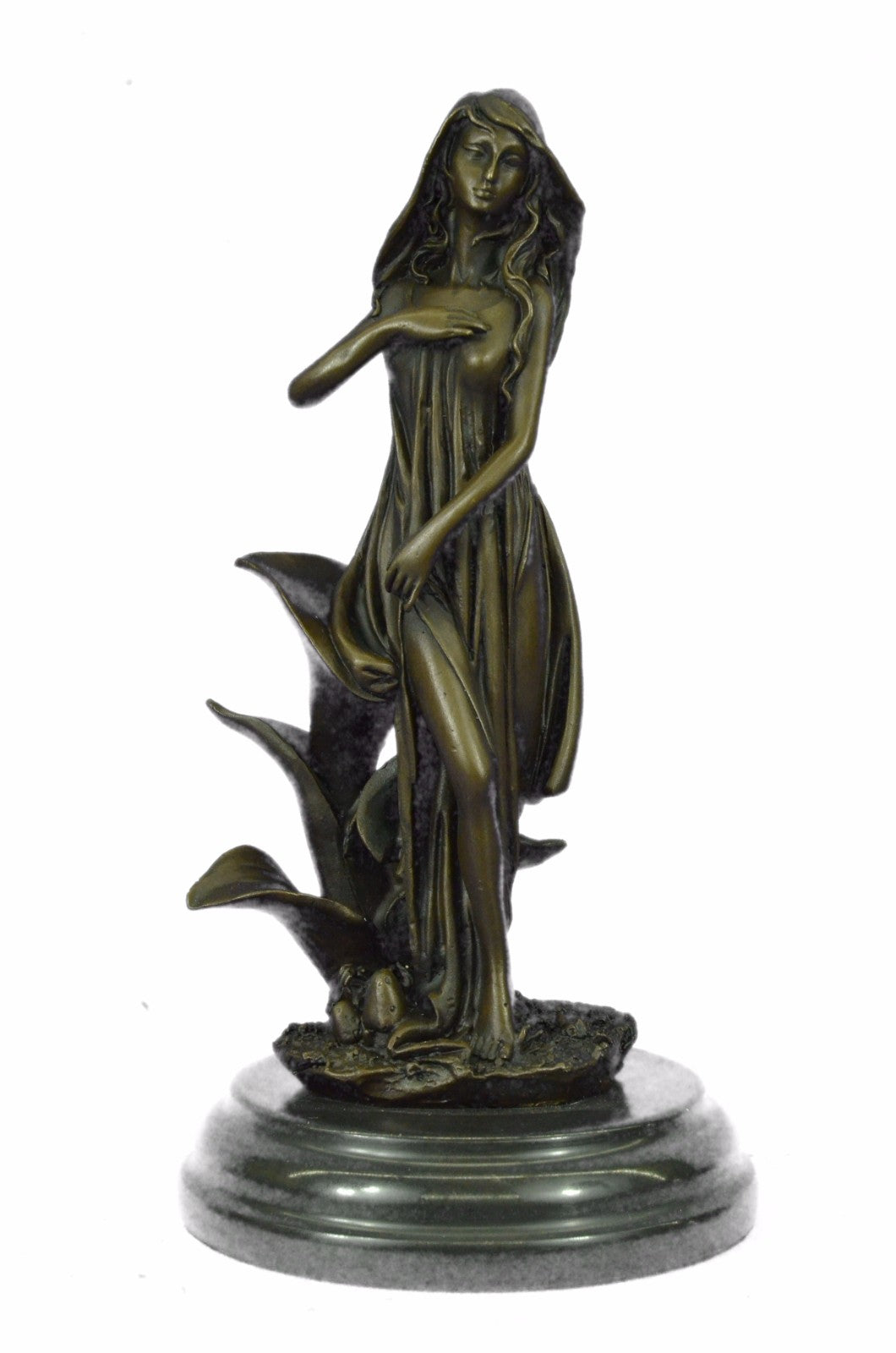 Handcrafted Wood Nymph Bronze Sculpture Art Nouveau Deco Bronze Sculpture