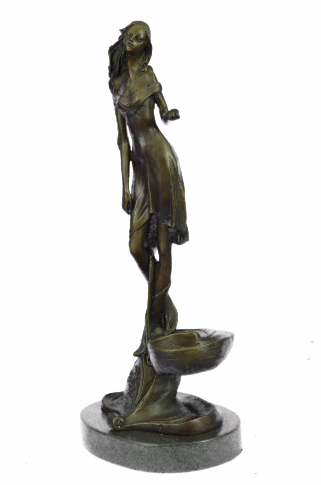 Bronze Sculpture Gorgeous Woman with Sexy Dress Candle Holder Figurine Gift