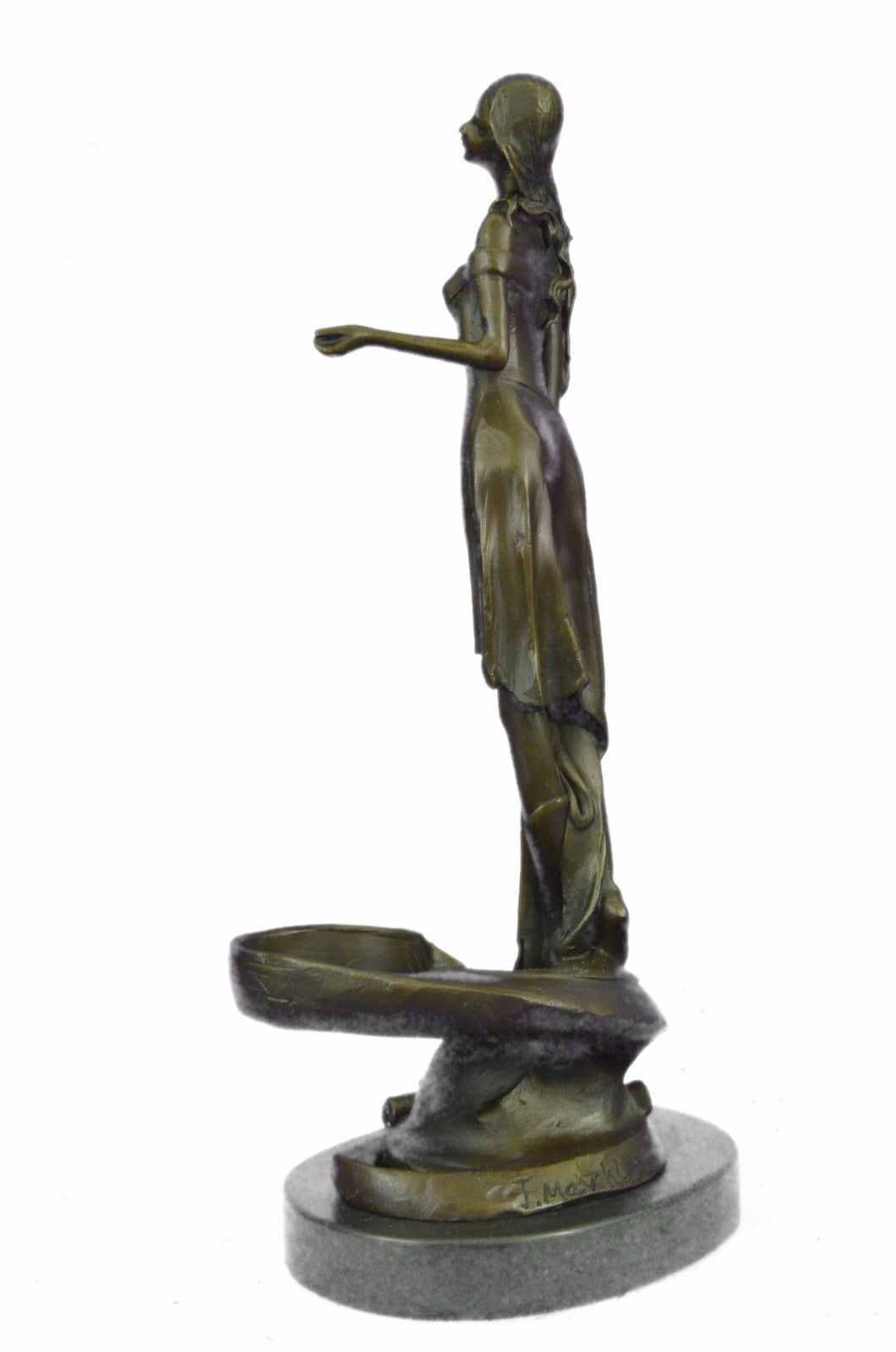 Bronze Sculpture Gorgeous Woman with Sexy Dress Candle Holder Figurine Gift