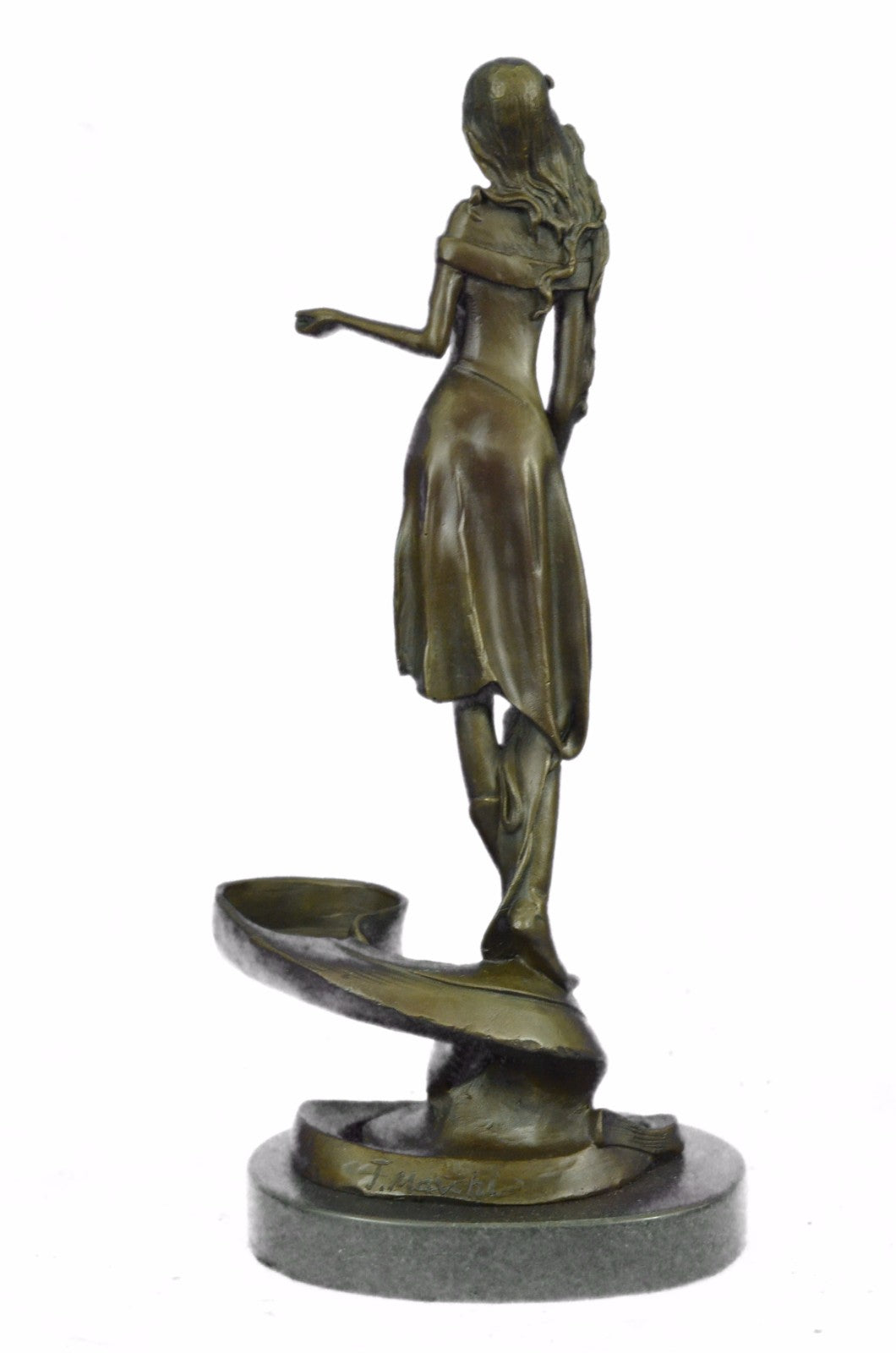 Bronze Sculpture Gorgeous Woman with Sexy Dress Candle Holder Figurine Gift