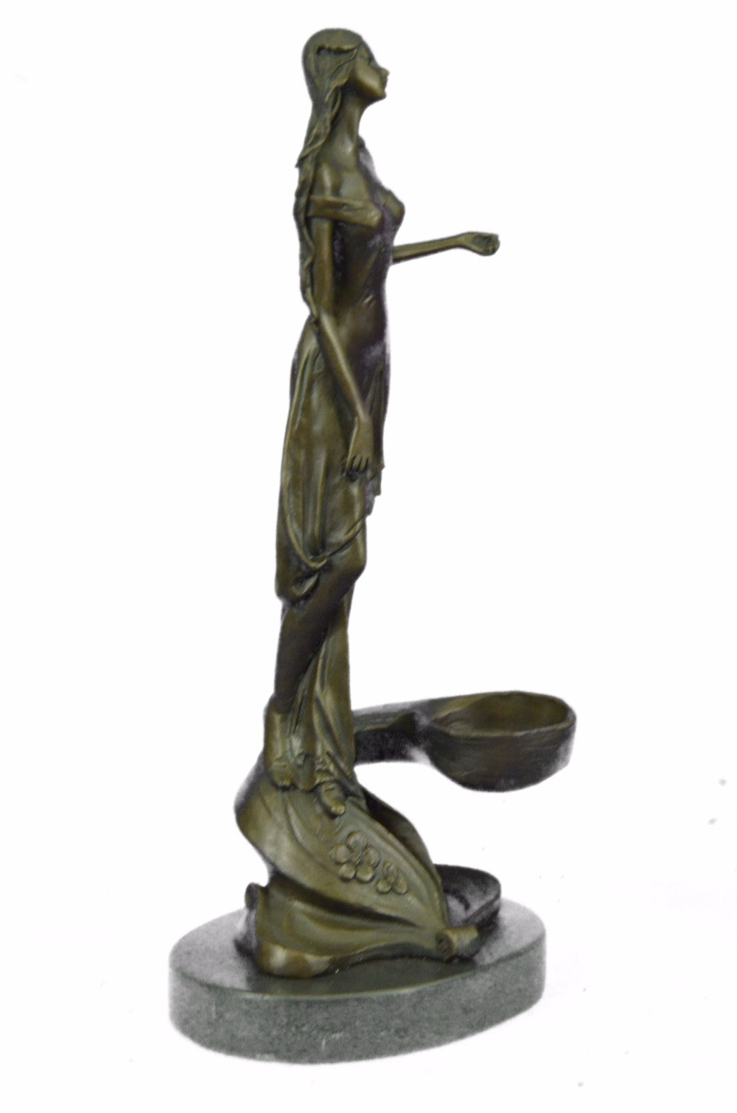 Bronze Sculpture Gorgeous Woman with Sexy Dress Candle Holder Figurine Gift