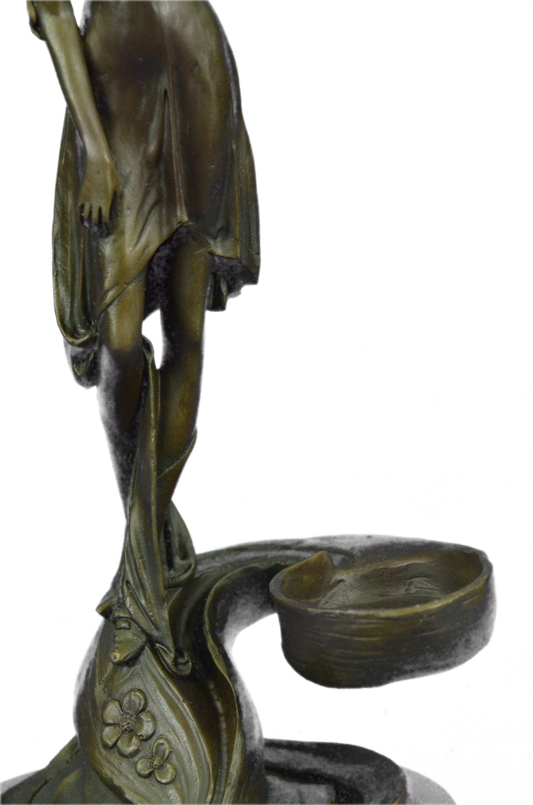 Bronze Sculpture Gorgeous Woman with Sexy Dress Candle Holder Figurine Gift