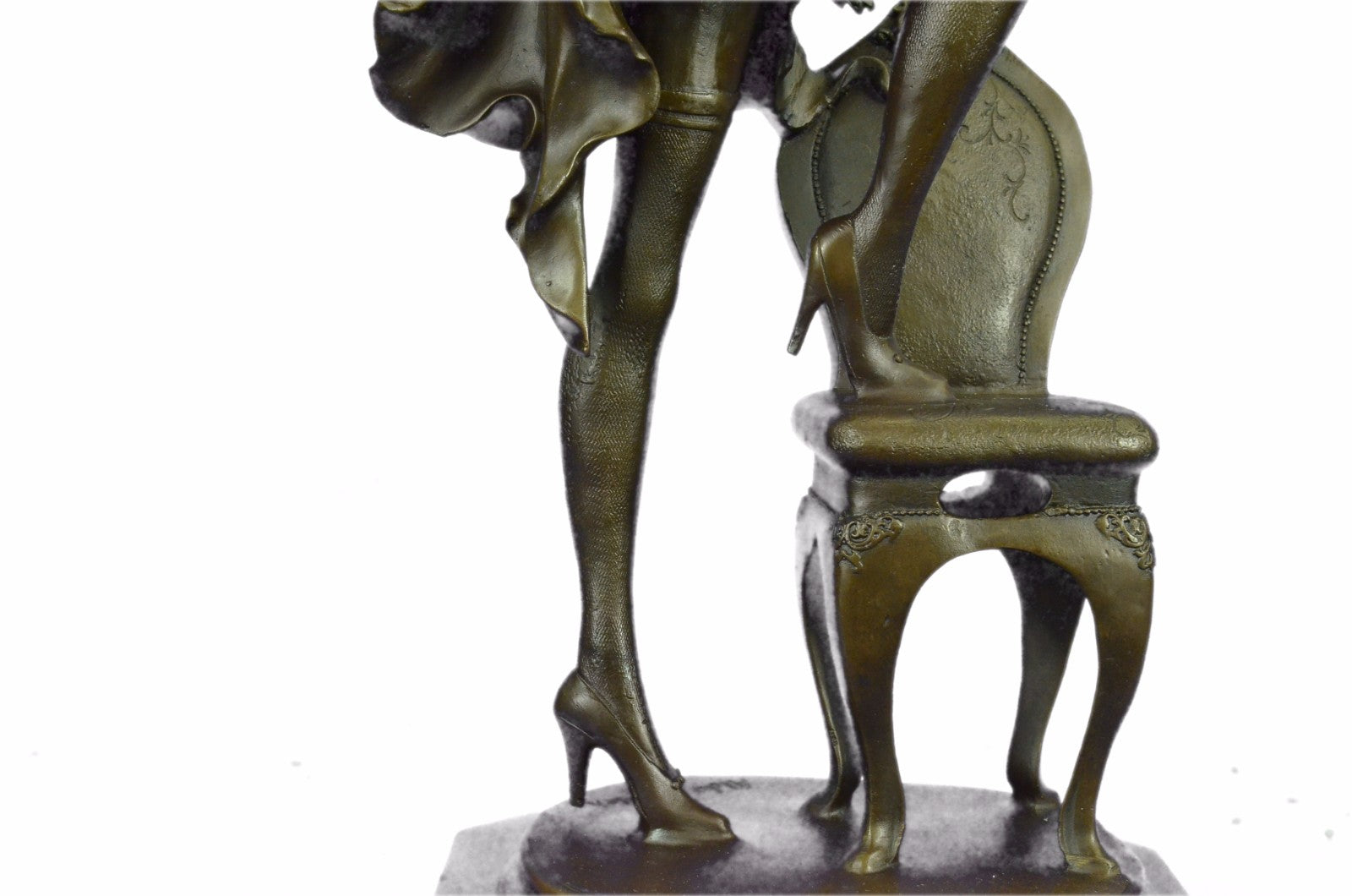 Handcrafted Detailed Museum Quality Gorgeous Woman Tip Toe on a Chair Bronze Fig