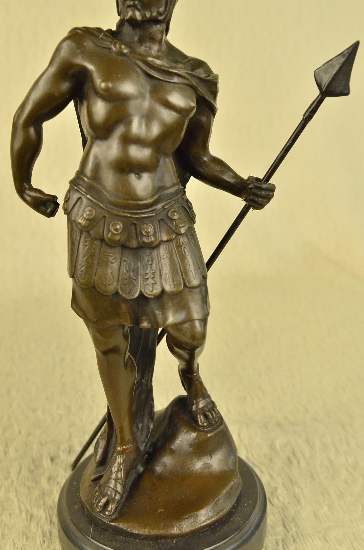 Bronze Marble Statue Roman Military Warrior War Sparton Art Deco Sculpture Piece