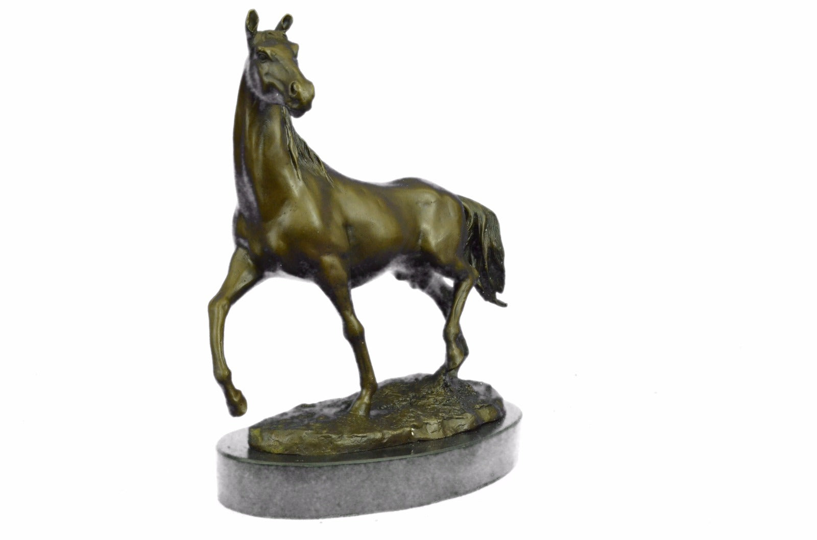 Art Deco Hot Cast Strong Stallion Racing Horse Bronze Sculpture Marble Figurine