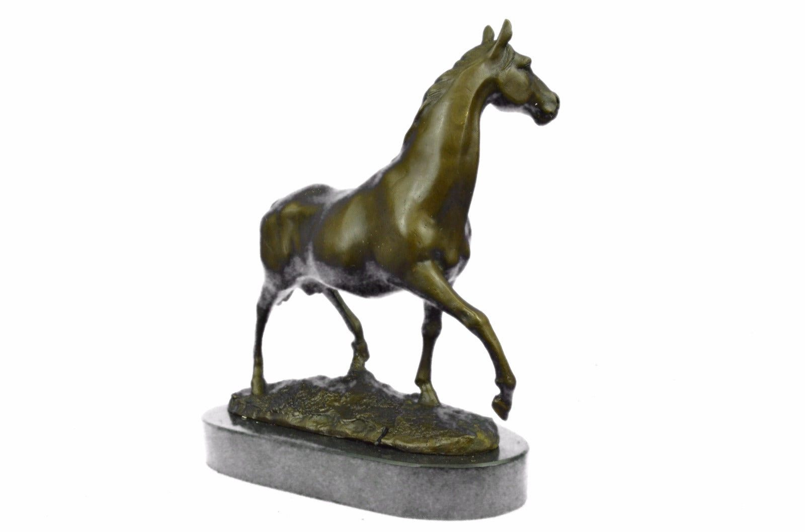 Art Deco Hot Cast Strong Stallion Racing Horse Bronze Sculpture Marble Figurine