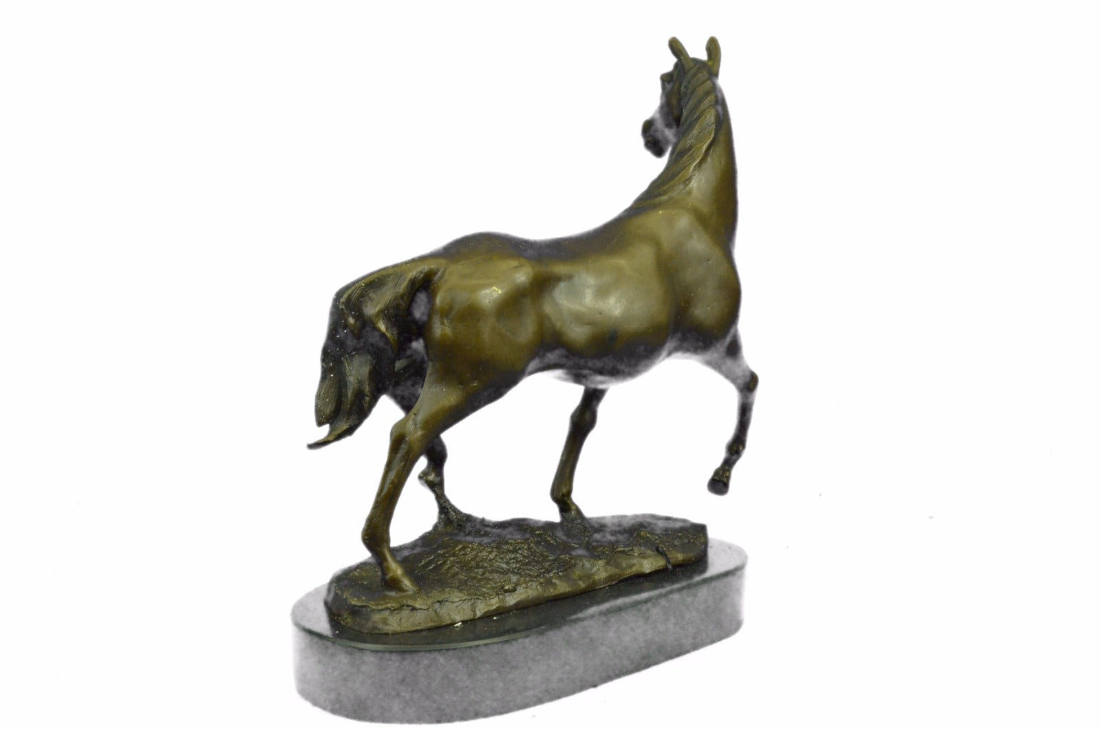 Art Deco Hot Cast Strong Stallion Racing Horse Bronze Sculpture Marble Figurine