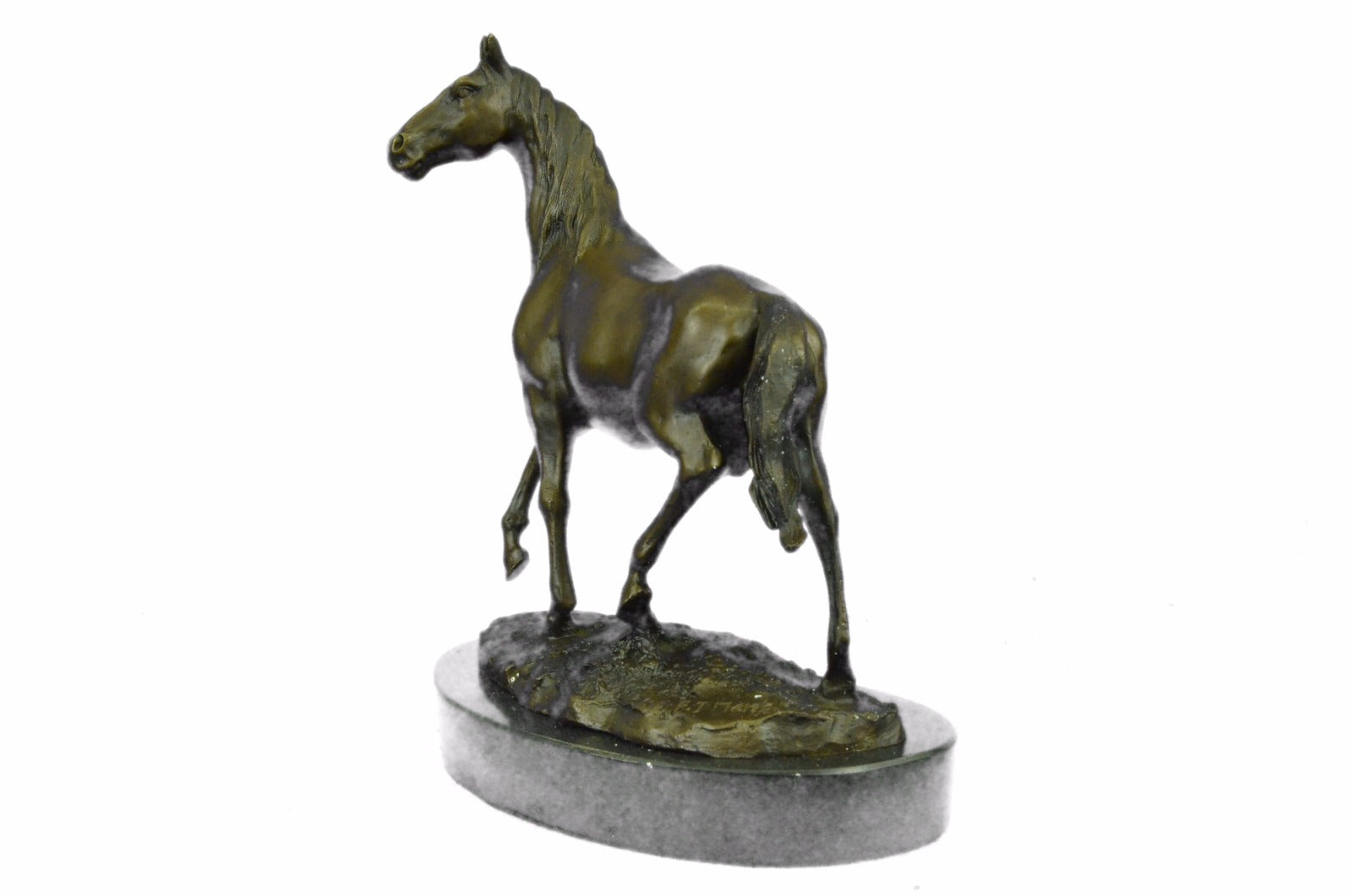 Art Deco Hot Cast Strong Stallion Racing Horse Bronze Sculpture Marble Figurine