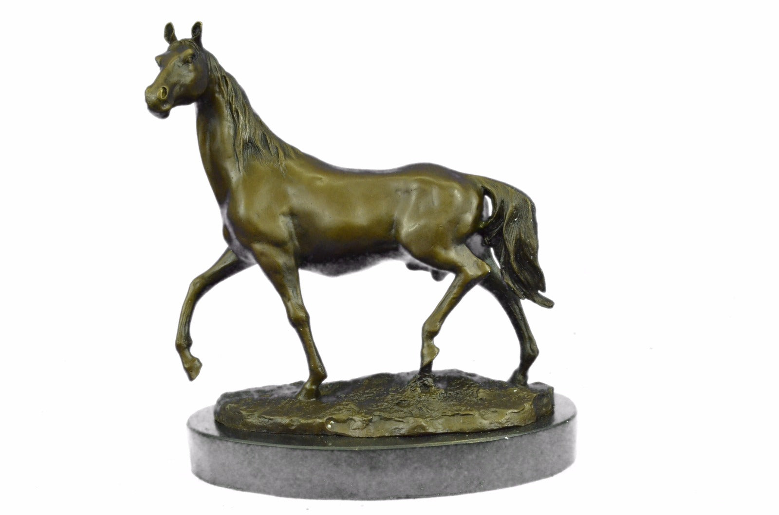 Art Deco Hot Cast Strong Stallion Racing Horse Bronze Sculpture Marble Figurine