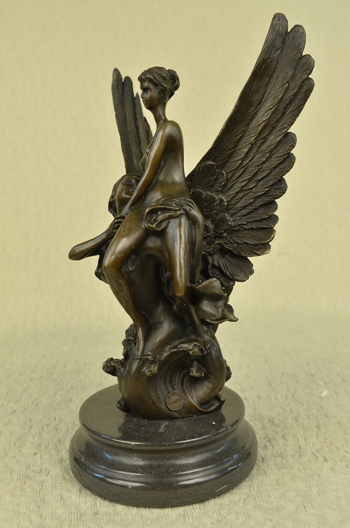 Handcrafted bronze sculpture SALE Woman Rescuing Angel An Milo Original Signed