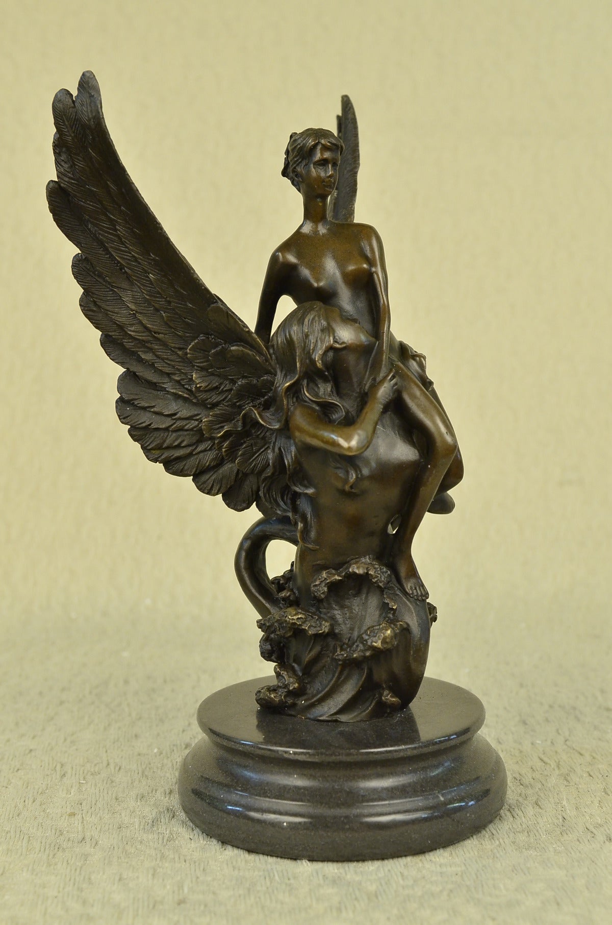 Handcrafted bronze sculpture SALE Woman Rescuing Angel An Milo Original Signed