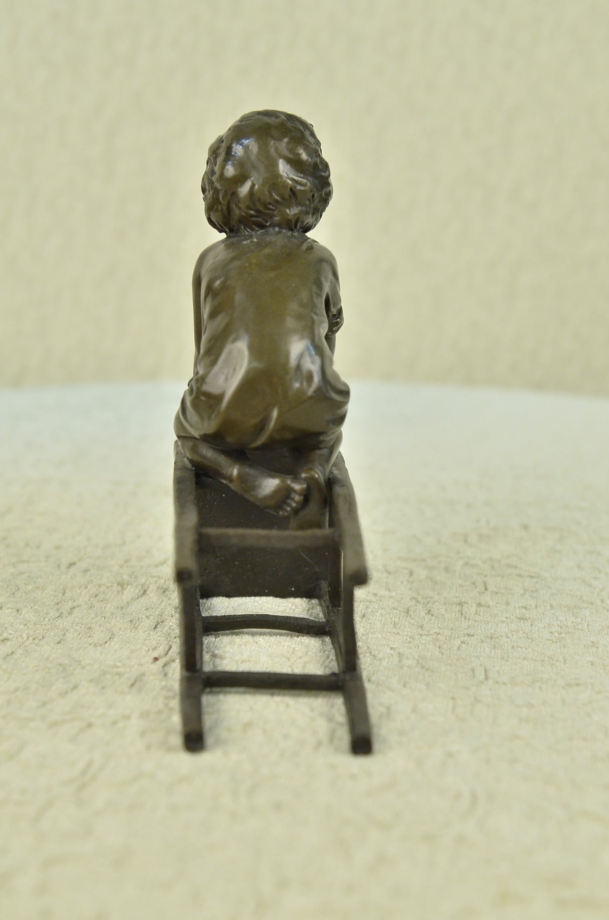 Bronze Sculpture Hot Cast Baby Girl on Chair Bronze Sculpture Figurine Figure