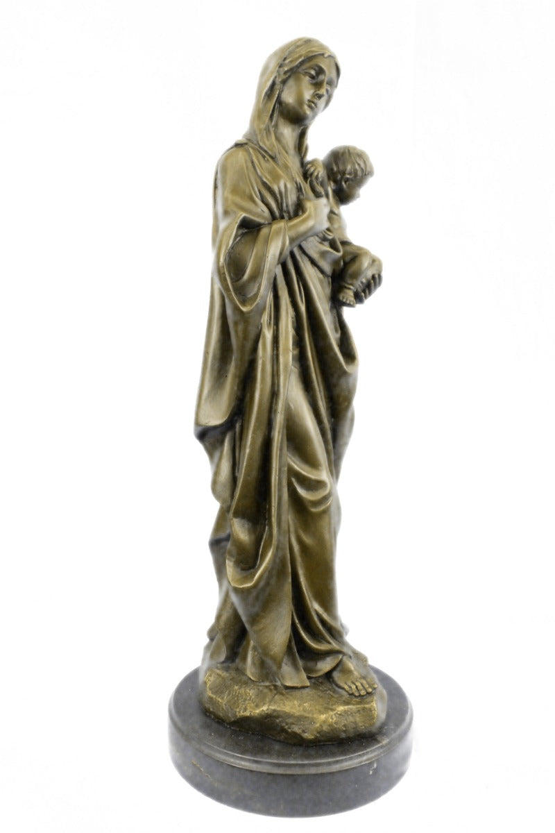 Mother Madonna With Baby Jesus Art Bronze Sculpture Statue Figurine Figure Sale