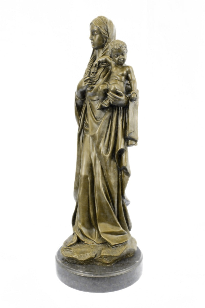 Mother Madonna With Baby Jesus Art Bronze Sculpture Statue Figurine Figure Sale