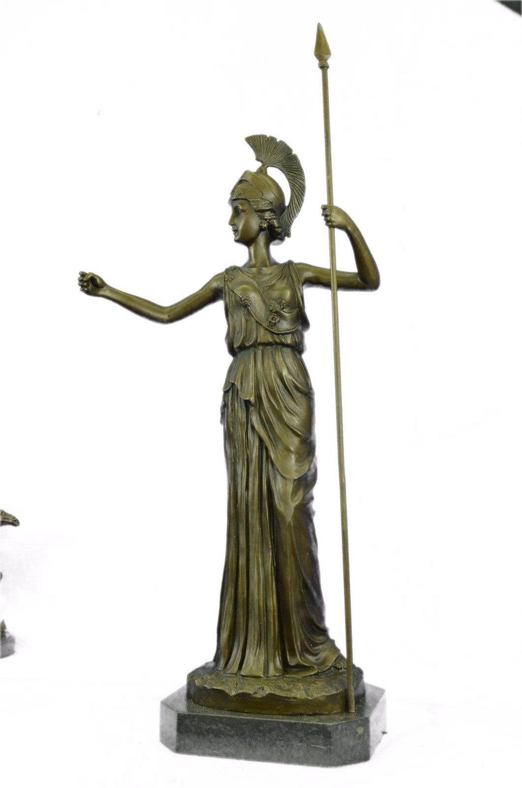 Handcrafted bronze sculpture SALE Deco Art Grecian Goddess Greek Athena Marble