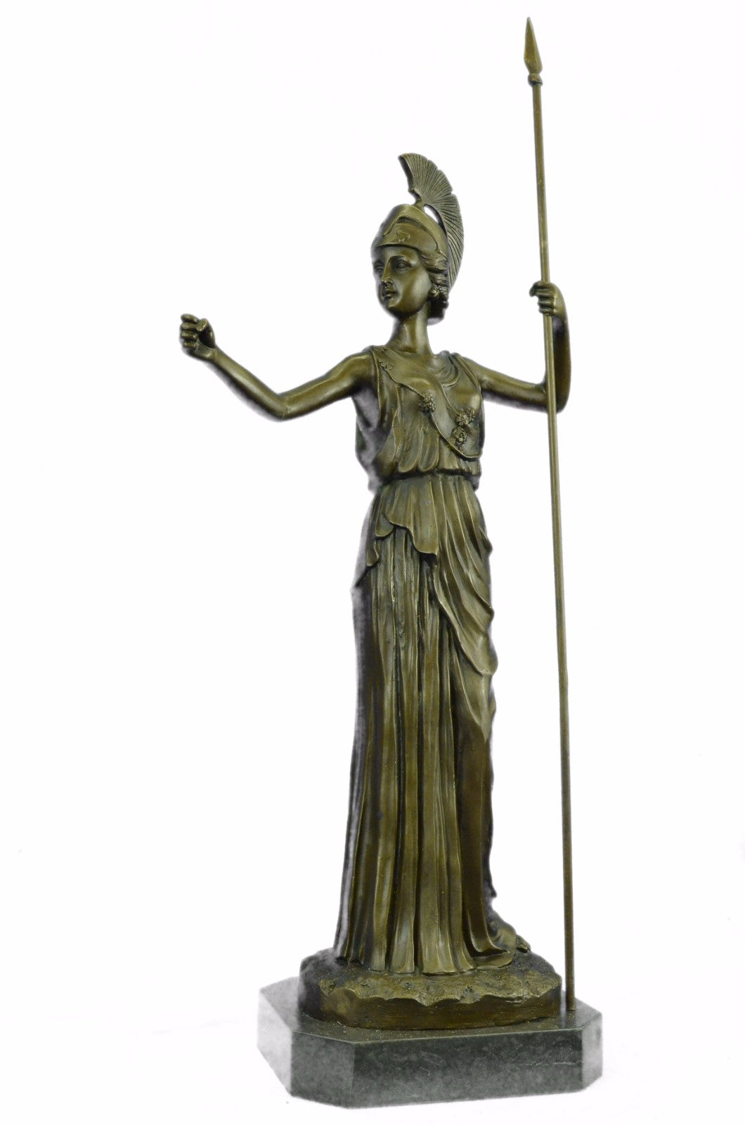 Handcrafted bronze sculpture SALE Deco Art Grecian Goddess Greek Athena Marble