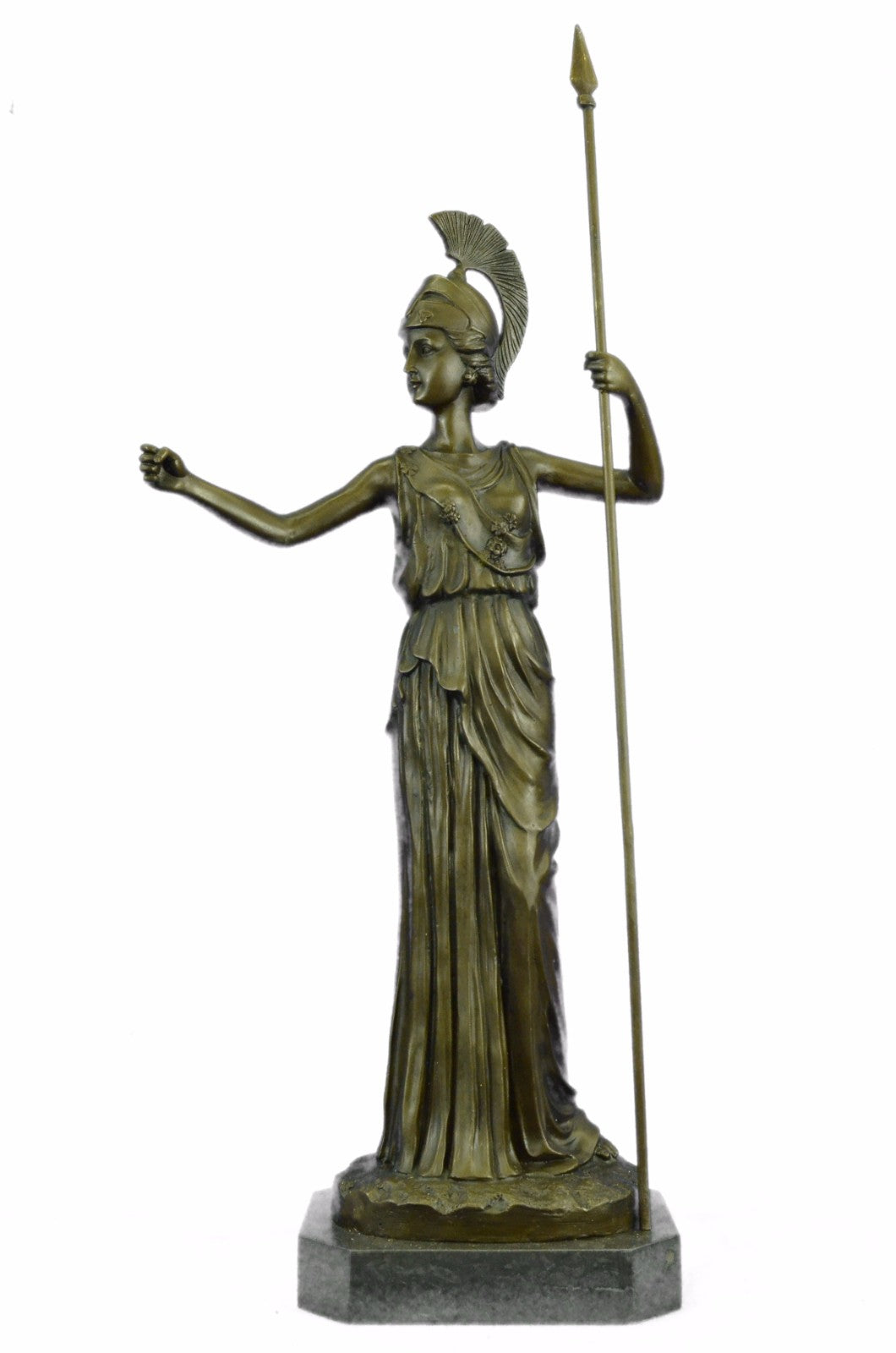 Handcrafted bronze sculpture SALE Deco Art Grecian Goddess Greek Athena Marble