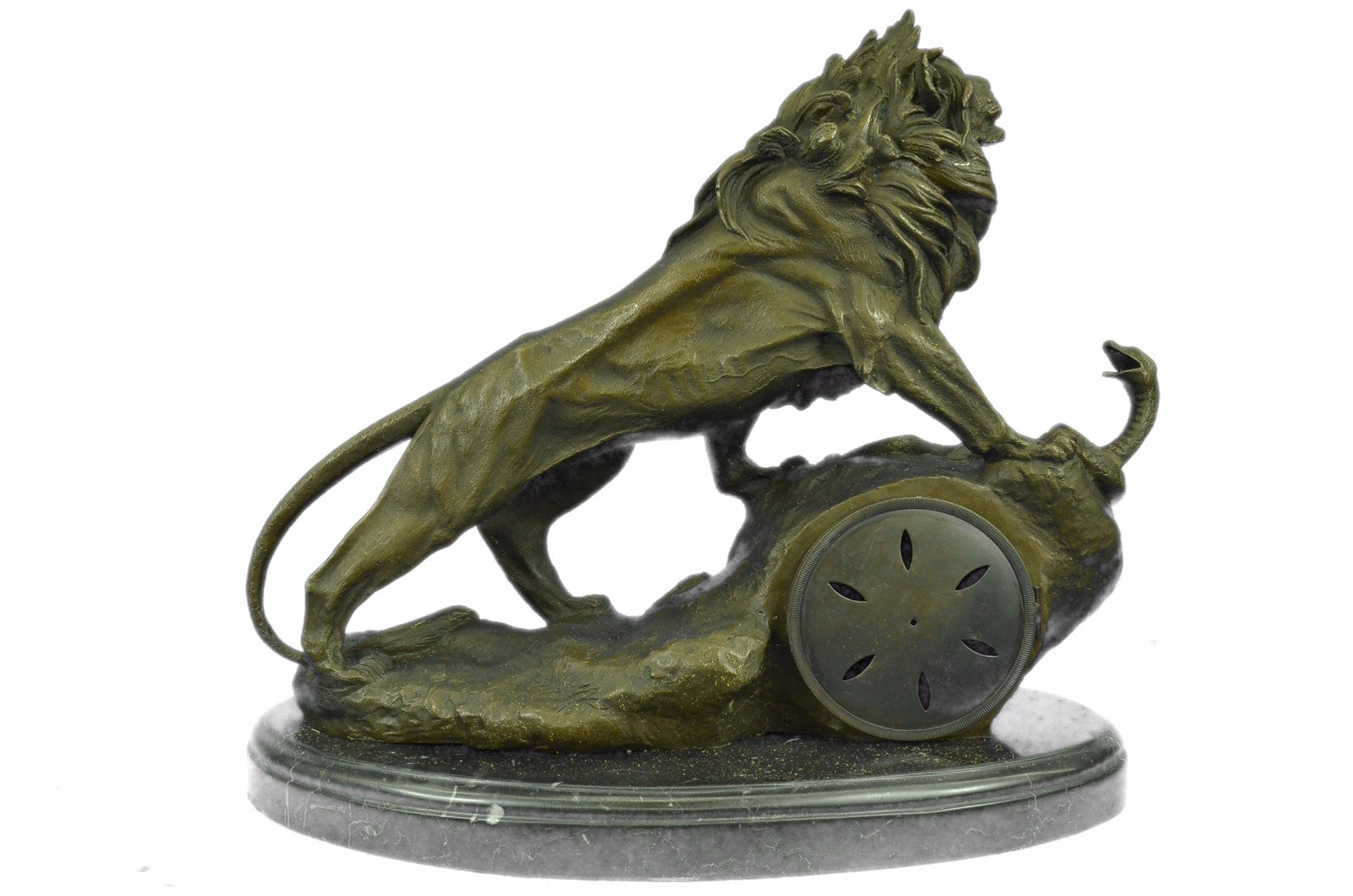 Large 32 LBS King of Jungle Clock Desktop Decoration Bronze Sculpture Figurine