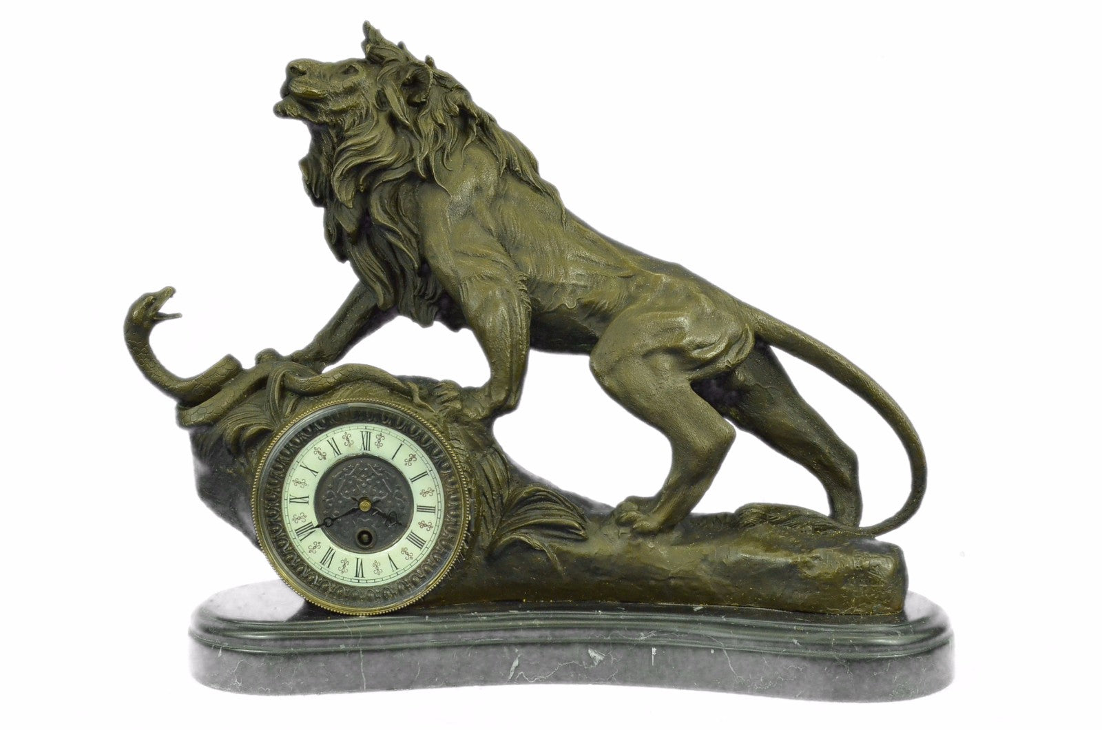 Large 32 LBS King of Jungle Clock Desktop Decoration Bronze Sculpture Figurine